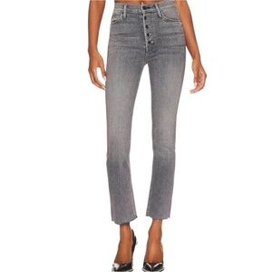 MOTHER Jeans Pixie Dazzler Ankle Fray Button Fly Dark Charcoal size 28